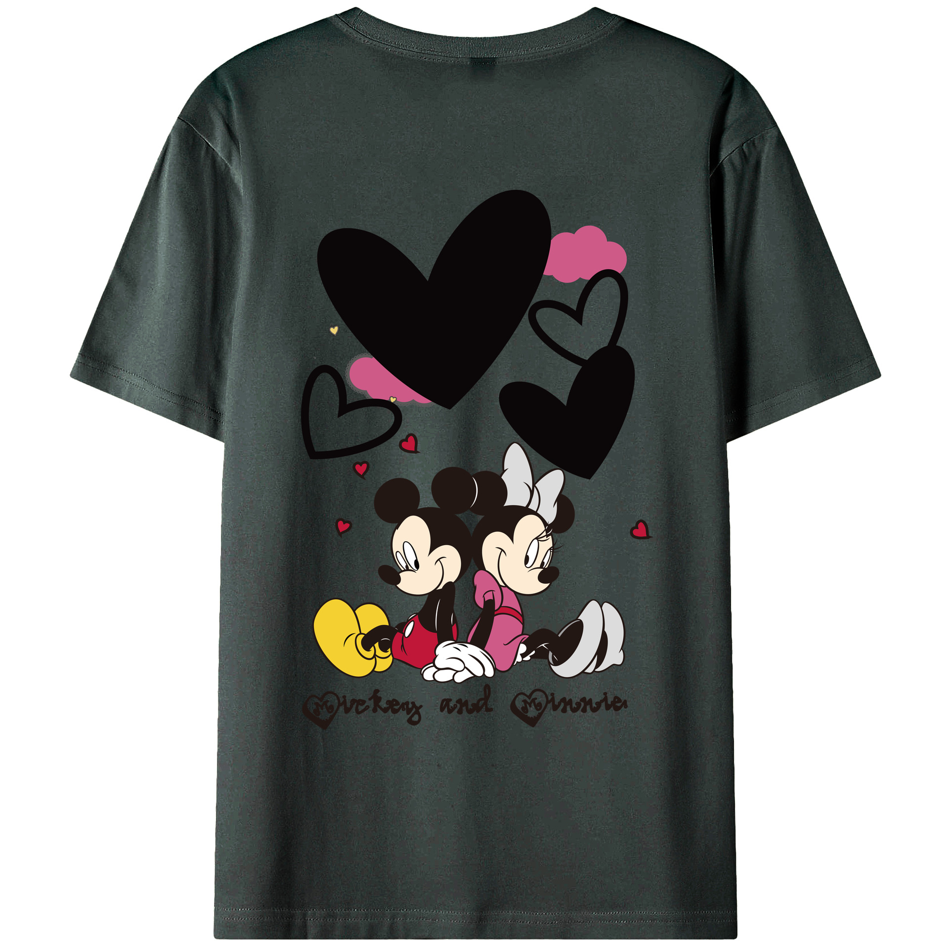 ミッキーマウス Mickey Mouse 綿100％ メンズ半袖Tシャツ（バックプリント） 通気性